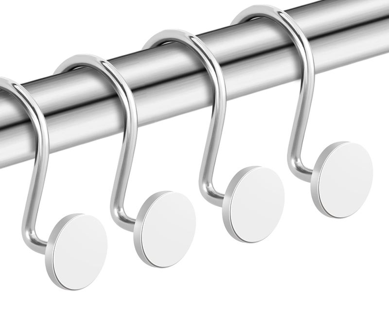 ZESLMG Shower Curtain Hooks, Chrome Shower Curtain Rings Rustproof Metal Round Decorative Shower Hooks Rings for Bathroom Shower Rods Curtains, Set of 12 Heavy Duty Solid Hooks - Image 2